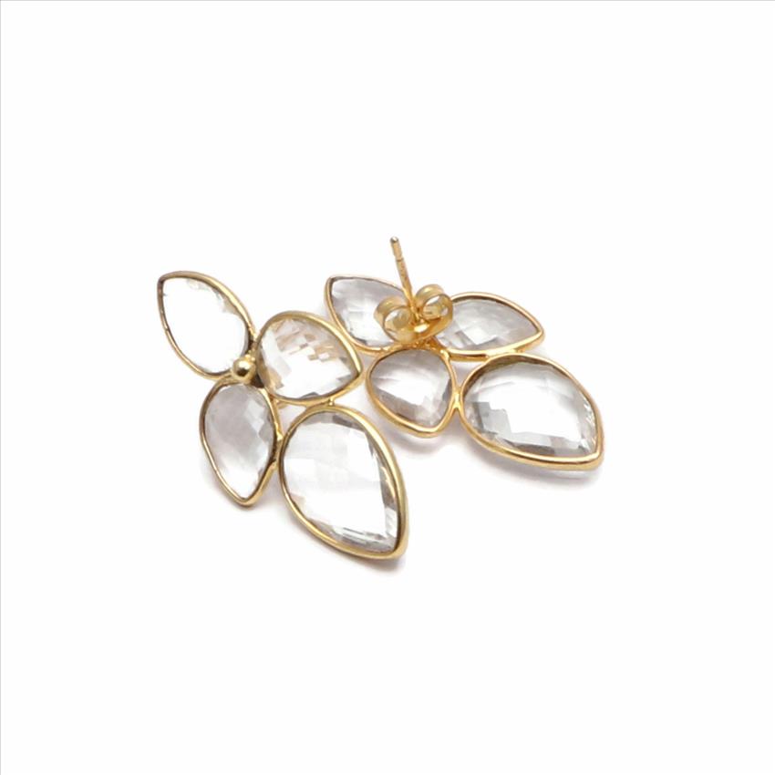 Agate, Crystal, Peridot Gemstone, Gold Plated Earrings, Gemstone Earrings, Gift For Girls Earrings, Handmade Earrings Jewelry (EJ-2887)