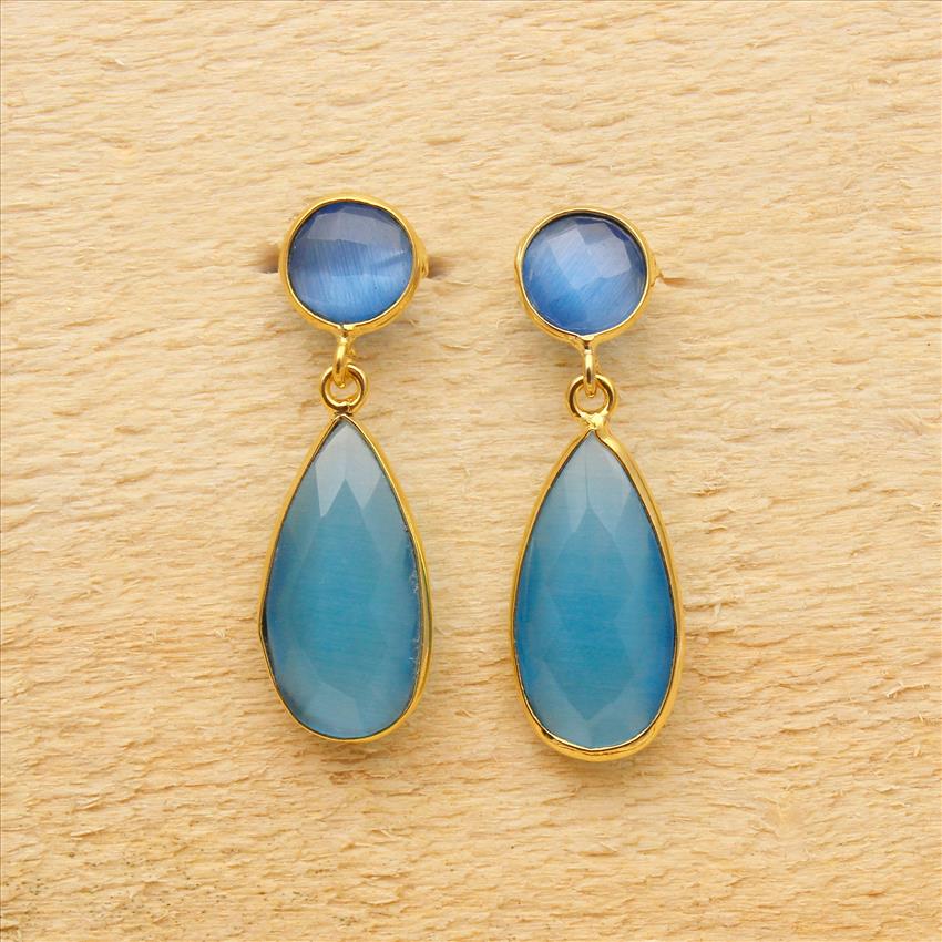 Amazing Multi Color Gemstone Earrings, Pear/Round Gemstone Earrings, Dangle Drop Earrings, Handmade Gemstone Earrings Jewelry (EJ-141)