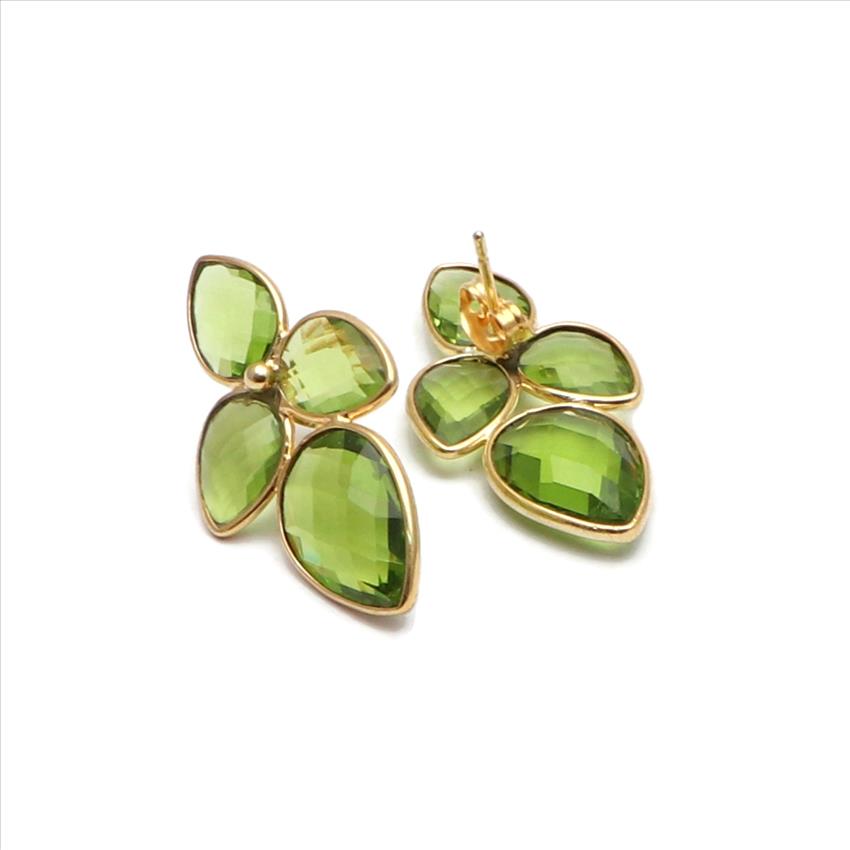 Agate, Crystal, Peridot Gemstone, Gold Plated Earrings, Gemstone Earrings, Gift For Girls Earrings, Handmade Earrings Jewelry (EJ-2887)