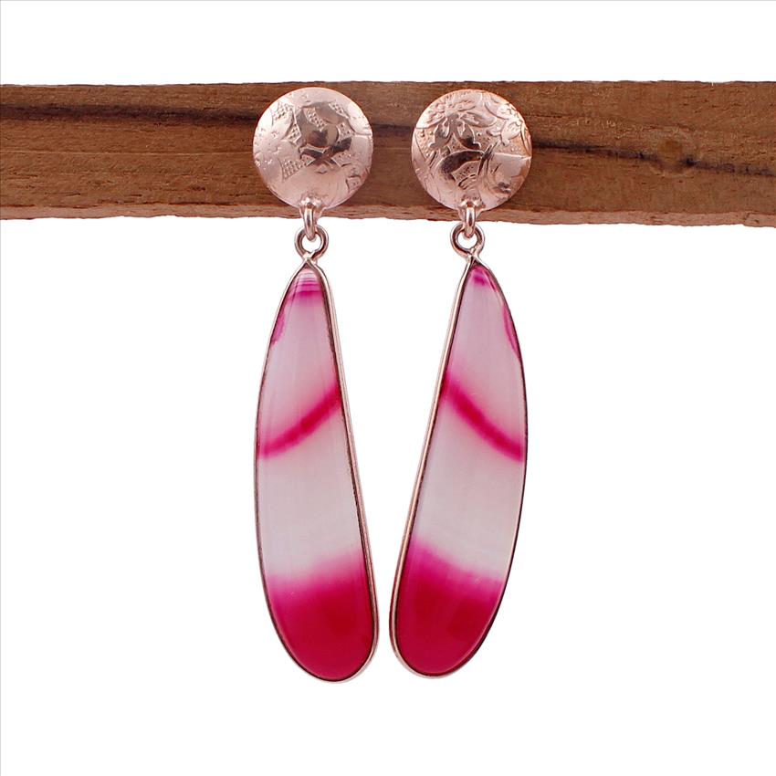 Agate Gemstone Earrings, Rose Gold Plated Stud Earring, Dangling Gemstone Earring, Handmade Gemstone Earring Jewelry AGE-33