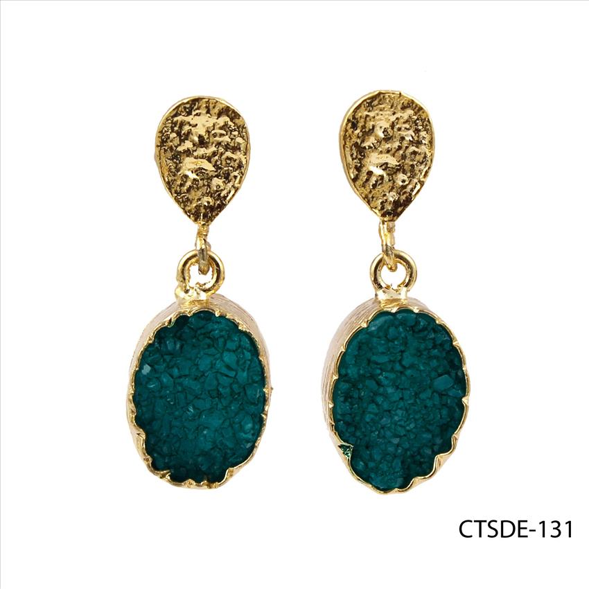 agate druzy gemstone, earrings, gold plated stud earrings, Hook Earrings Druzy Jewelry Earrings (CTSDE-130)