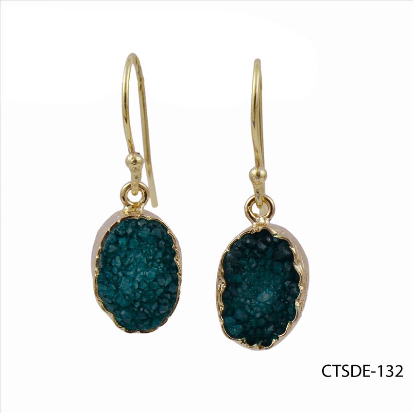 agate druzy gemstone, earrings, gold plated stud earrings, Hook Earrings Druzy Jewelry Earrings (CTSDE-130)