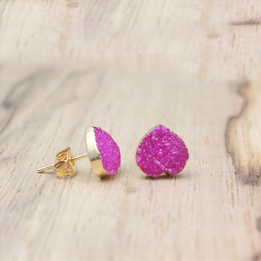 Multi Natural Sugar Druzy Gemstone, Gold Plated Earring, Dangling Earrings Gemstone Earrings Jewelry (EJ-2123)