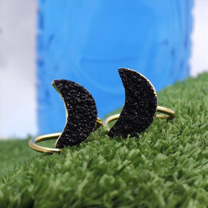 Minimalist Druzy Ring - Delicate Druzy Ring - Gold Plated Druzy Rings - Handmade Ring - Gemstone Ring Jewelry (MDR-5)