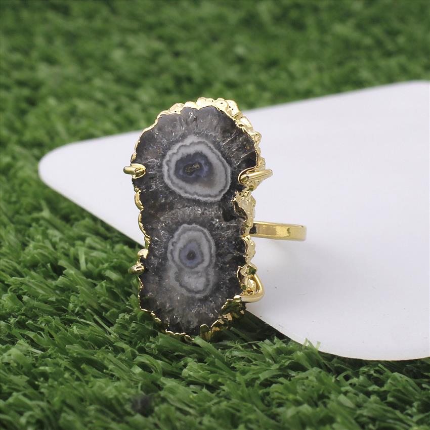 Natural Solar Druzy Rings, Gemstone Ring, Druzy Ring, Solar Quartz Druzy Gemstone, Adjustable Rings, Handmade Jewelry (EJ-482)