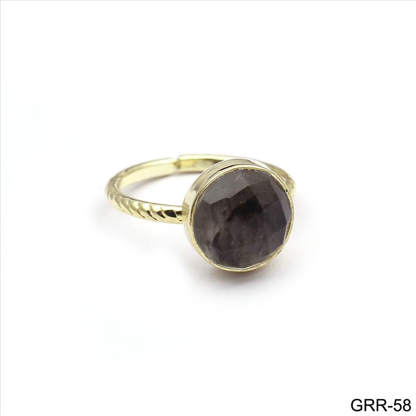 Black Rutile Gemstone Ring, Adjustable Designer Plain Ring, Gold Plated Rings, Statement Rings, Gemstone Ring Jewelry (GRR-57)
