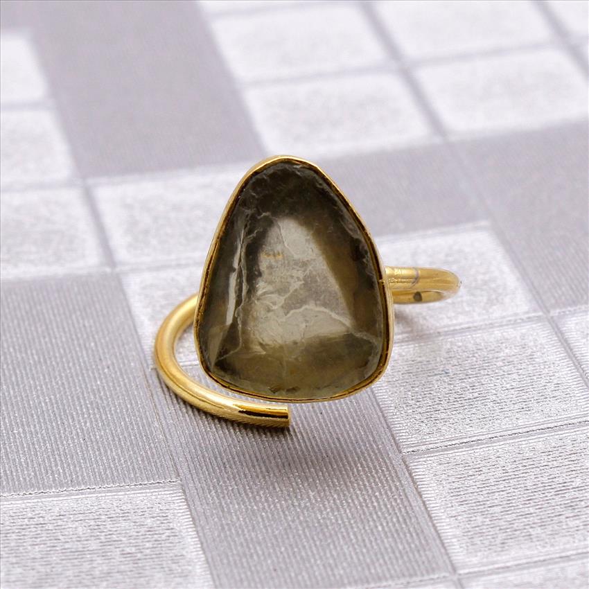 Minimalist Ring, Rough Gemstone Ring, Raw Stone Ring, Adjustable Ring, Stacking Ring, Gold Plated Ring Jewelry (RSAR-1)