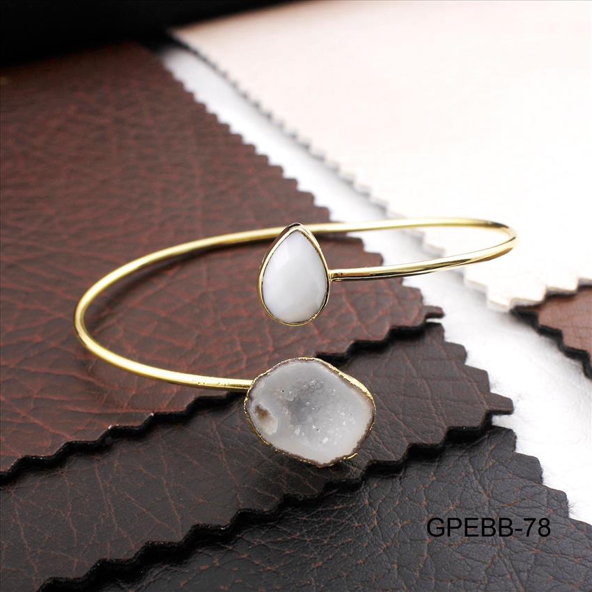 Gemstone Bangles -Geode Druzy Bangle -Pear Shape Bangle - Gold Plated Bracelet - Stackble Bangle Bracelet Jewelry (GPEBB-77)