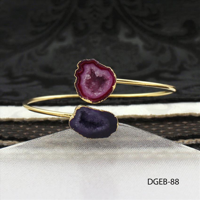 Geode Druzy Bracelet, Elegant Adjustable Bracelet, Druzy Geode Stacking Bangle, Natural Geode Druzy Bracelet, Gemstone Jewelry (DGEB-86)