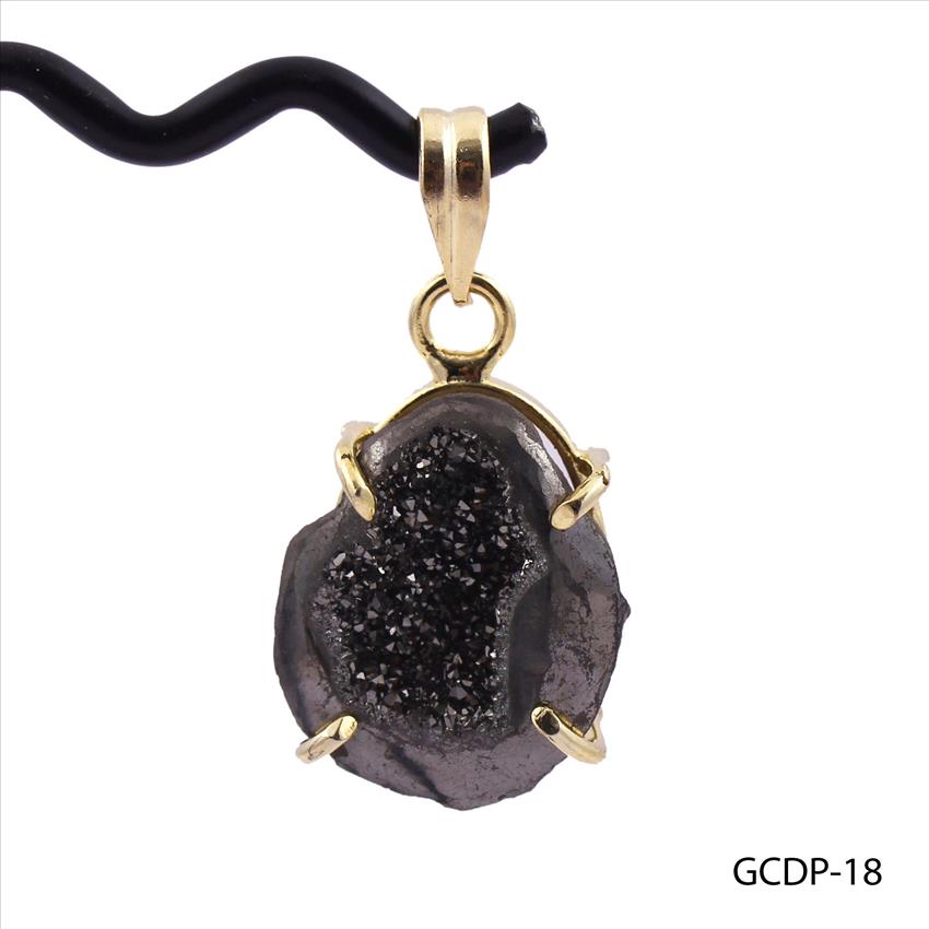 DIY Gemstone Pendant - Gray Coated Druzy Pendant - Geode Druzy Pendants - Necklace Pendant - Gold Plated - Jewelry Making (GCDP-18)