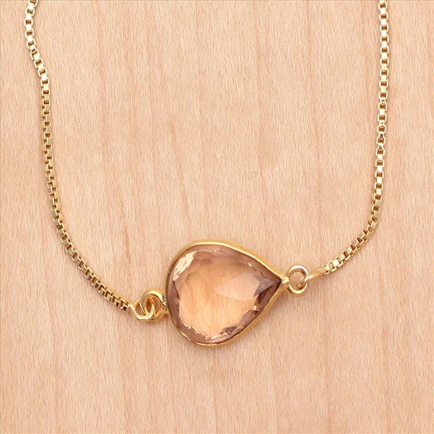 Morganite, Labradorite Bracelet, Gold Plated Bracelets Stylish Adjustable Gemstone Bracelets Fashion Jewelry Supplies (EJ-2542)