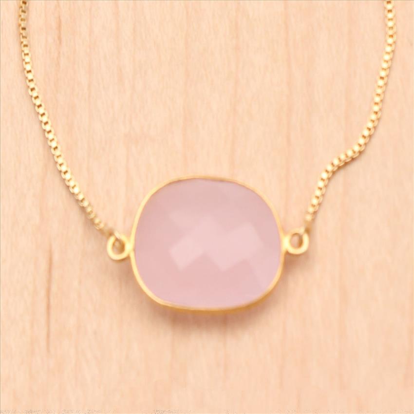 Chalcedony, Citrine Gemstone Bracelet Adjustable Gold Chain Bracelets With Cubic Zircon Bracelets Finding Jewelry Making Supplies  (EJ-2606)