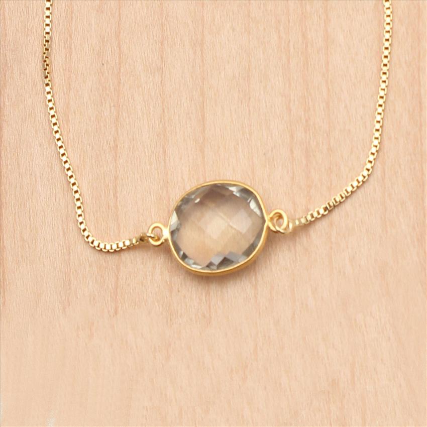 Crystal, Topaz Gemstone Stylish Adjustable Bracelet Slider Stacking With Cubic Zircon Bracelets Finding Jewelry Supplies (EJ-2598)