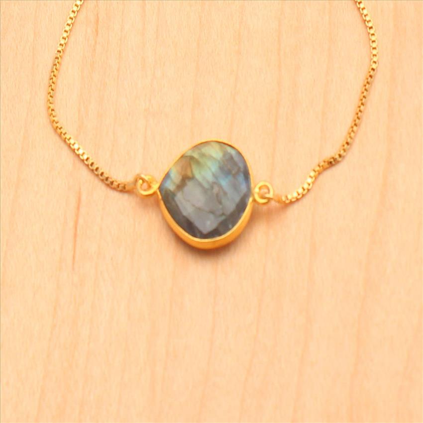 Labradorite, Agate Gemstone Gold Plated Bracelets Dedicated Adjustable Cubic Zircon Bracelets Handmade Jewelry (EJ-2554)