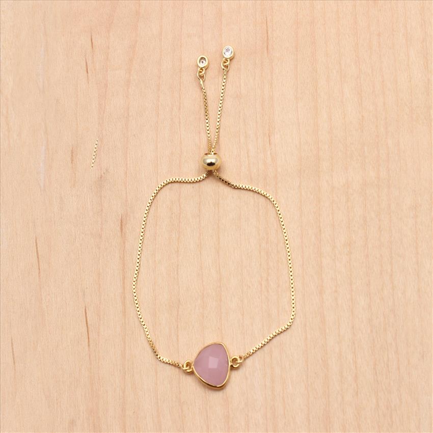 Chalcedony, Citrine Gemstone Bracelet Adjustable Gold Chain Bracelets With Cubic Zircon Bracelets Finding Jewelry Making Supplies  (EJ-2606)