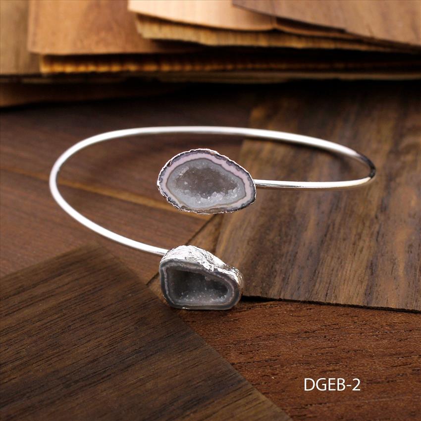 Geode Druzy Bracelet, Adjustable Gold Plated Bracelet, Natural Geode Druzy Bracelet, Gemstone Making Jewelry Supplies (DGEB-1)