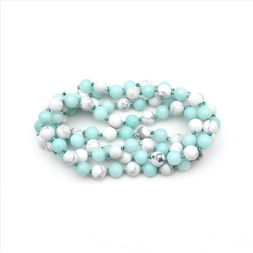 Jade, Agate Druzy Gemstone Beaded Charm Necklace Handmade Knotted Necklace Thread Necklace Statement Necklace (B8N-65)