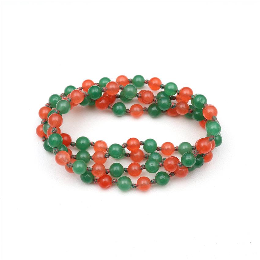 Jade, Kambaba Jasper Gemstone Beaded Thread Necklace Handmade Knotted Necklace Mala Beads Statement Jewelry (B8N-57)