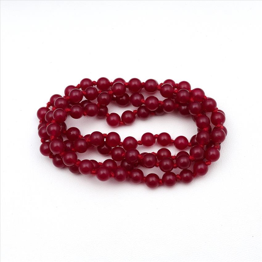 Snowflake Obsidian, Jade Gemstone Beaded Thread Necklace Handmade Knotted Necklace Mala Beads  (B8N-49)