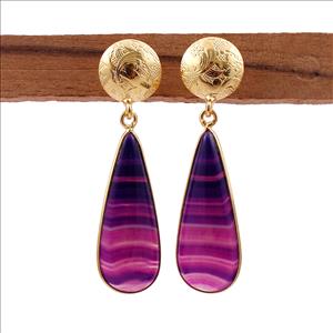 Agate Gemstone Earring, Gold Plated Stud Earrings, Onyx Agate Gemstone Earrings, Handmade Jewelry AGE-9