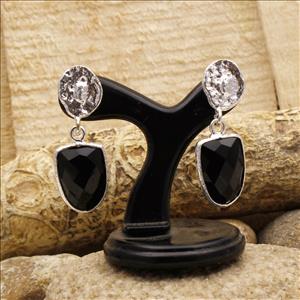 Amazing Black Onyx Gemstone, Fancy Shape Gemstone Earrings, Rose Gold/Silver Plated Earrings, Handmade Earrings Jewelry (EJ-126)