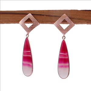 Agate Gemstone Earrings, Rose Gold Plated Stud Earring, Dangling Gemstone Earring, Handmade Gemstone Earring Jewelry AGE-37
