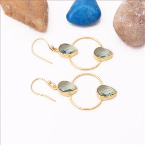 Amethyst, Citrine Gemstone, Dangling Hook Earrings, Gold Plated Earring, Pear Shape Gemstone Earrings Jewelry (EJ-2253)