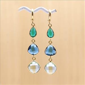 Amazing Multi Color Gemstone Dangling Earring Gold Plated Hook Earring Fashionable Handmade Jewelry (EJ-1310)