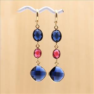 Amazing Topaz & Apatite Gemstone Gold Plated Hook Earring Gifts For Her Dangling Earrings Jewelry (EJ-1322)