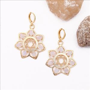 Amethyst, Moonstone Gemstone, Oval Shape Earring Flower Design Statement Earrings Multi Color Gemstone Jewelry (EJ-2379)