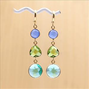 Amazing Multi Color Gemstone Dangling Earring Gold Plated Hook Earring Fashionable Handmade Jewelry (EJ-1330)