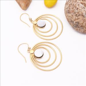 Apatite, Chalcedony Gemstone, Gold Plated Earring, Dangling Hook Earrings, Statement Earrings Supply Jewelry (EJ-2259)