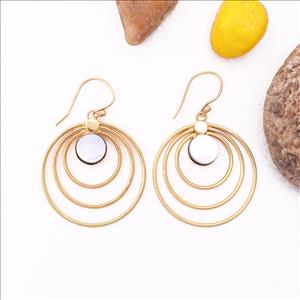 Apatite, Chalcedony Gemstone, Gold Plated Earring, Dangling Hook Earrings, Statement Earrings Supply Jewelry (EJ-2259)