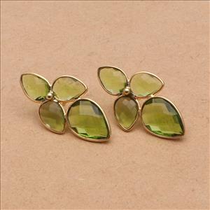 Agate, Crystal, Peridot Gemstone, Gold Plated Earrings, Gemstone Earrings, Gift For Girls Earrings, Handmade Earrings Jewelry (EJ-2887)
