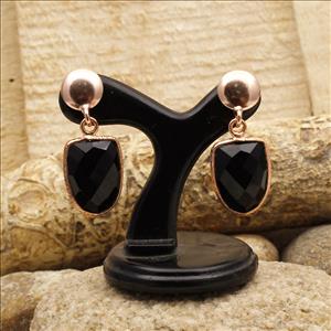 Amazing Black Onyx Gemstone, Fancy Shape Gemstone Earrings, Rose Gold/Silver Plated Earrings, Handmade Earrings Jewelry (EJ-126)