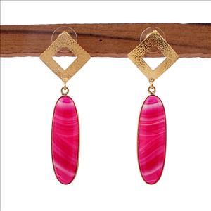 Amazing Natural Agate Gemstone, Rose Gold Plated Stud Earring, Dangling Gemstone Earring,Earrings For Her Jewelry AGE-25