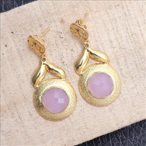 Amethyst, Chalcedony Gemstone, Hook & Dangling Earrings, Gold Plated Earrings, Making Earrings Jewelry (EJ-1483)