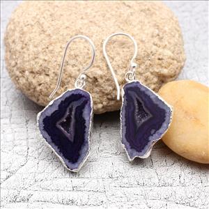 DIY Druzy Earrings/ Natural Geode Druzy/ Silver Electroplated Edges Pair/ Occo Druzy Earrings/ Geode Gemstone Earrings Jewelry