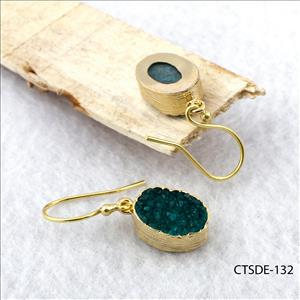 agate druzy gemstone, earrings, gold plated stud earrings, Hook Earrings Druzy Jewelry Earrings (CTSDE-130)