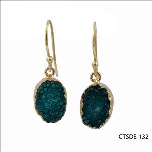 agate druzy gemstone, earrings, gold plated stud earrings, Hook Earrings Druzy Jewelry Earrings (CTSDE-130)
