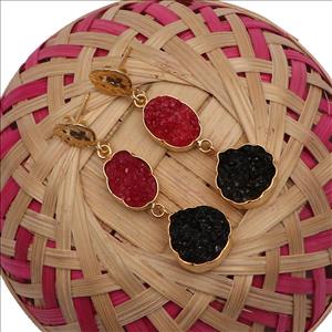 Amazing Natural Studs Earrings Agate Druzy,Gold Plated Gemstone Finding Jewelry,  Wholesale Supplies Gemstone Jewelry (EJ-2839)