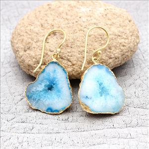 Geode Druzy Earrings/ Tabasco Geode Druzy Earrings/ Gold Plated Hook Earrings/ Dangling Earrings/ Gemstone Earrings Jewelry