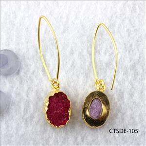 agate druzy gemstone, earrings, gold plated stud earrings, leaf designer earrings, Druzy Jewelry Earrings (CTSDE-101)