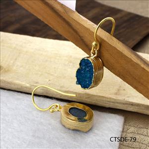 agate druzy earrings, earrings jewelry, gold plated earrings, dangle drop earrings Gold plated jewelry (CTSDE-75)
