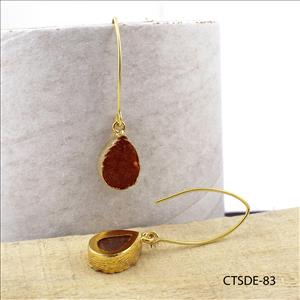 agate druzy gemstone, earrings, gold plated stud earrings, leaf designer earrings, Druzy Jewelry Earrings (CTSDE-83)