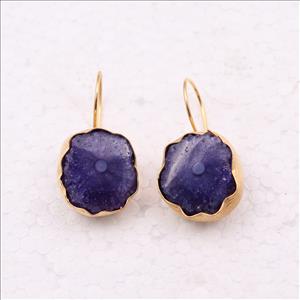 Multi Color Solar Quartz Druzy Gemstone ,Gold Plated Hook Earring Handmade Finding Jewelry (EJ-1108)