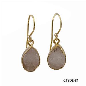 agate druzy gemstone, earrings, gold plated stud earrings, leaf designer earrings, Druzy Jewelry Earrings (CTSDE-80)