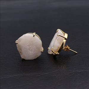 Amazing Earring! Geode Druzy Gemstone, Gold Plated Earrings, Handmade Prong Earrings Jewelry(EJ-1037)