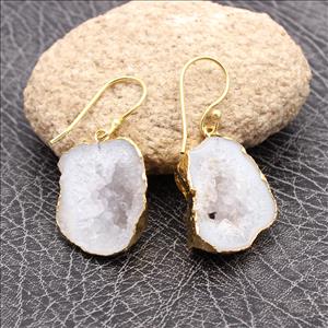 Geode Druzy Earrings/ Geode Statement Earrings/ Statement Earrings/ Geode Dangles Stone Earrings/ Silver Earrings Raw Stone Earrings Jewelry