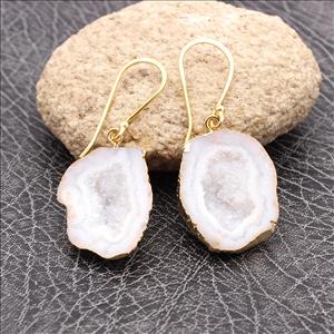 Geode Druzy Earrings/ Geode Statement Earrings/ Statement Earrings/ Geode Dangles Stone Earrings/ Silver Earrings Raw Stone Earrings Jewelry